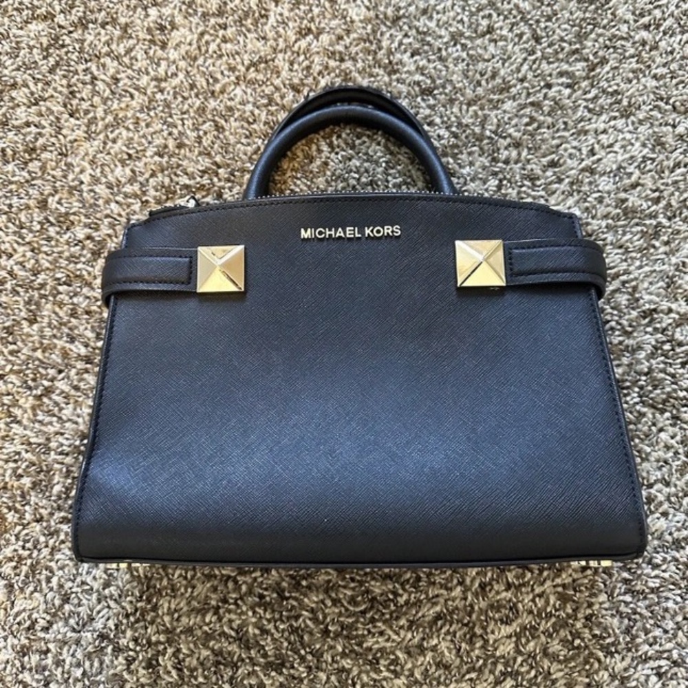 Michael Kors Black Handbag with Gold Accents
